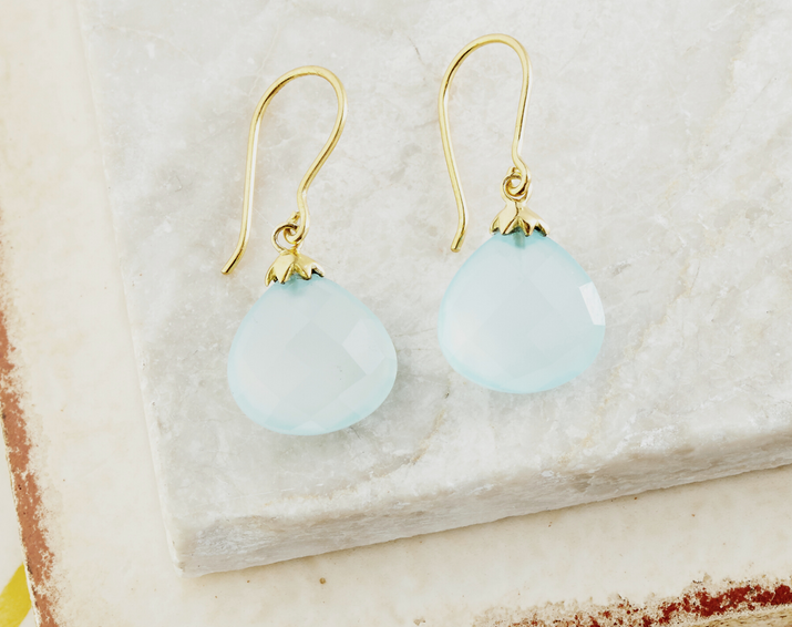 Silver hot sale chalcedony earrings