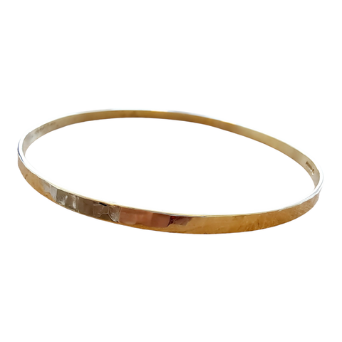 9ct Gold 3mm Hammered Bark Bangle