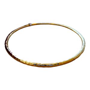 9ct Yellow Gold, Round, 2.5mm Round Wire, Hammered  Bangle - 11.8 grams