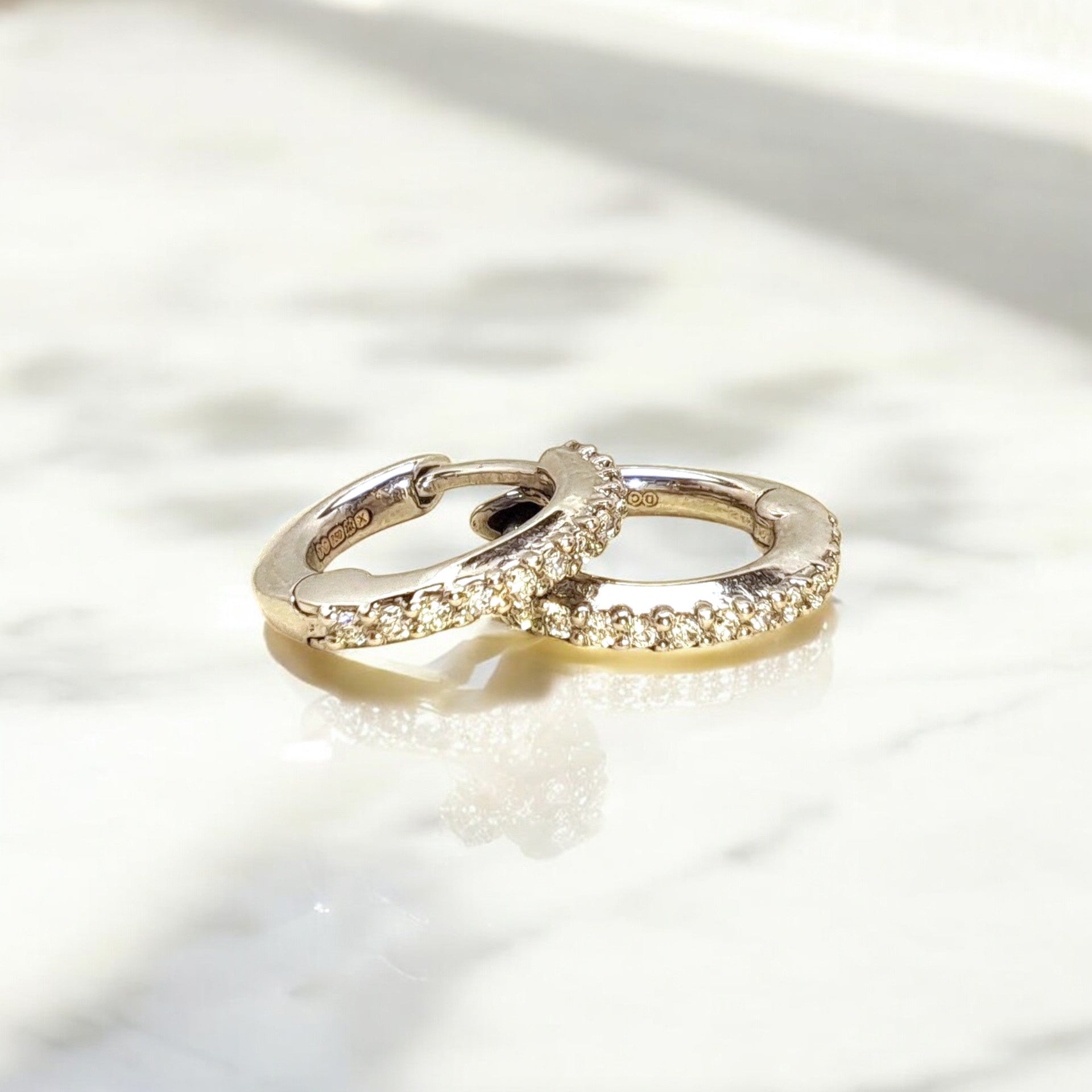 18ct White Gold 26 Diamond Hoop Earrings