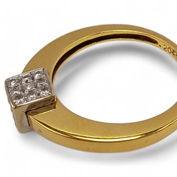 18ct Yellow Gold & Diamond Cube Ring