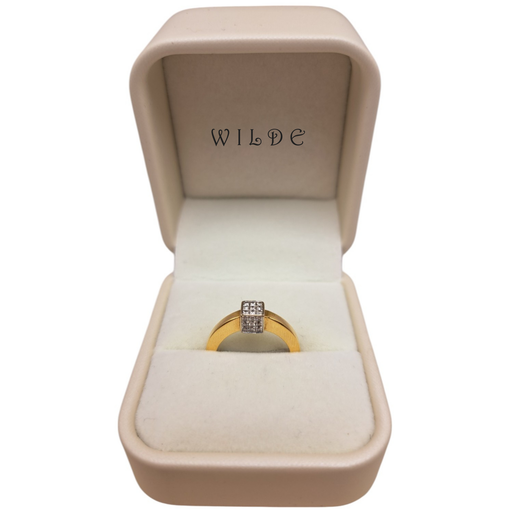 18ct Yellow Gold & Diamond Cube Ring