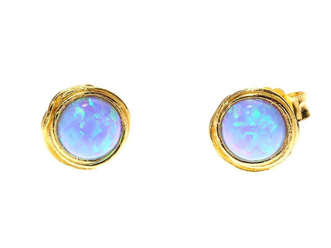 Gold Opalite Round Stud Earrings