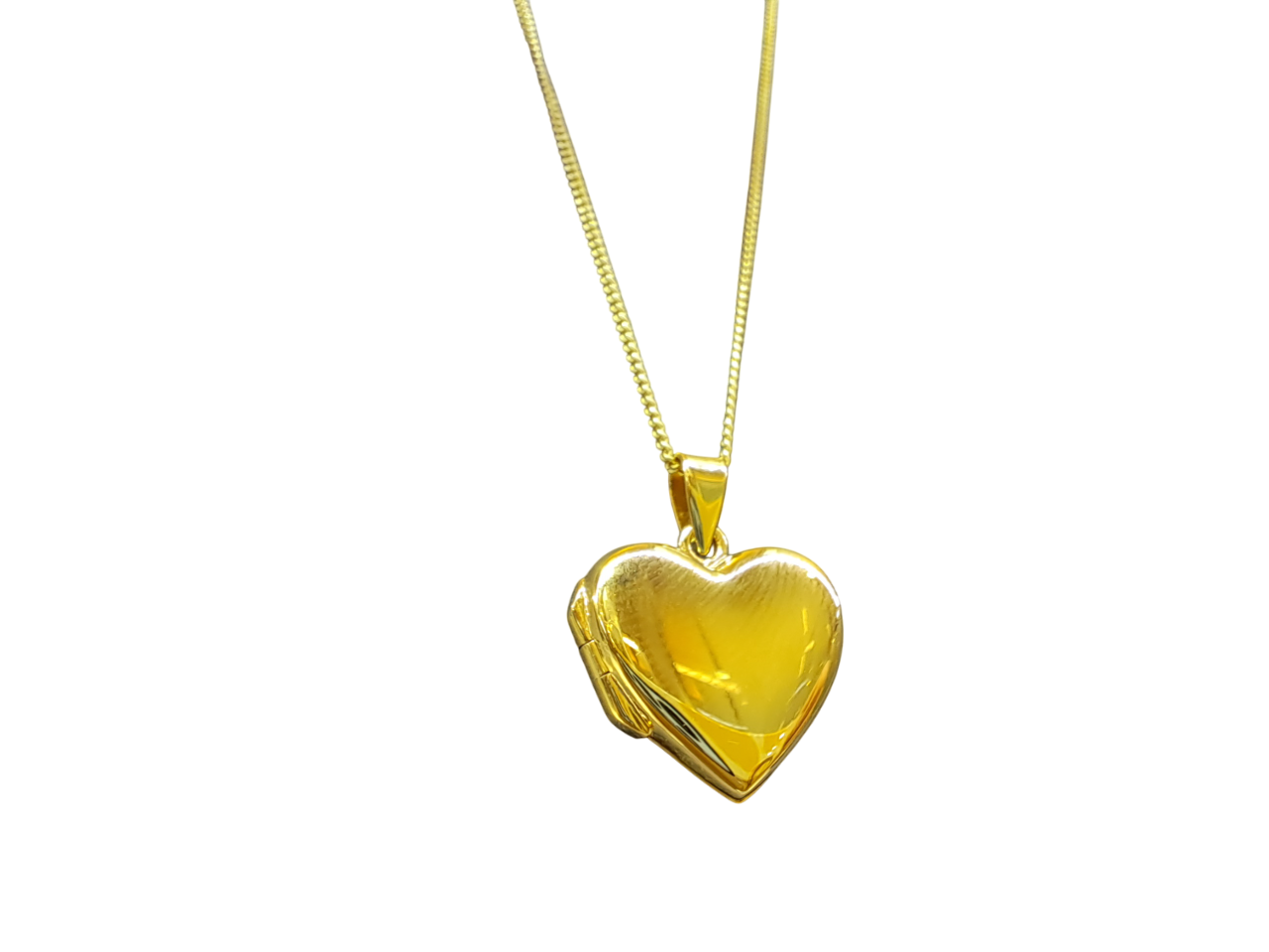 15mm Gold Heart Locket on 18" Chain