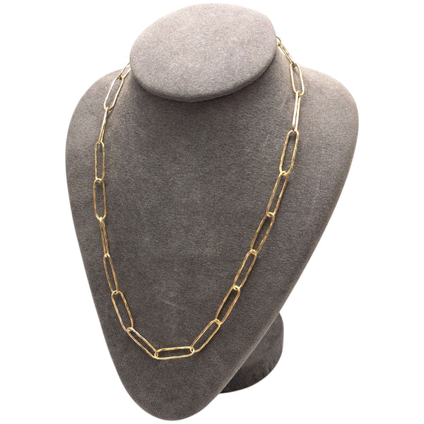 9ct Gold 9mm Hammered Oval-Link Necklace