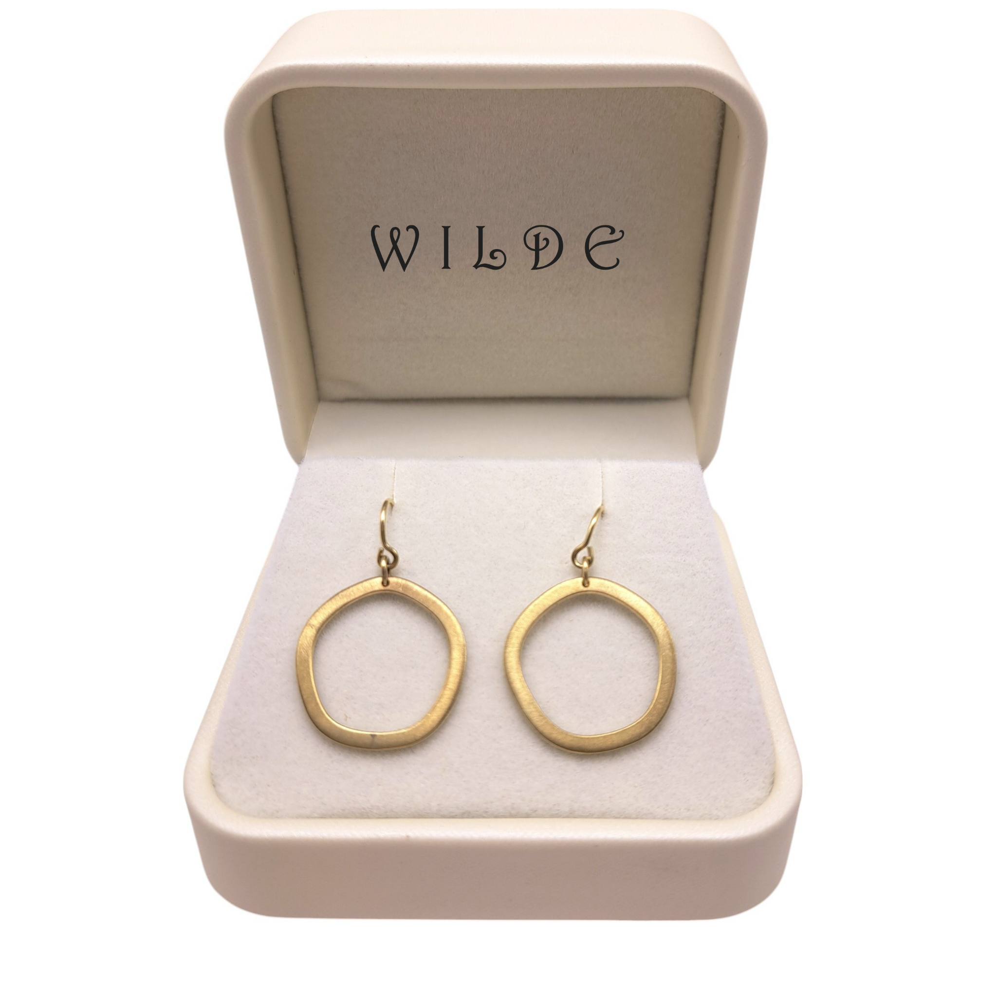 9ct Gold Mini Brushed Organic Drop Hoops