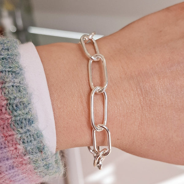 Silver Short Paperclip Link Bracelet