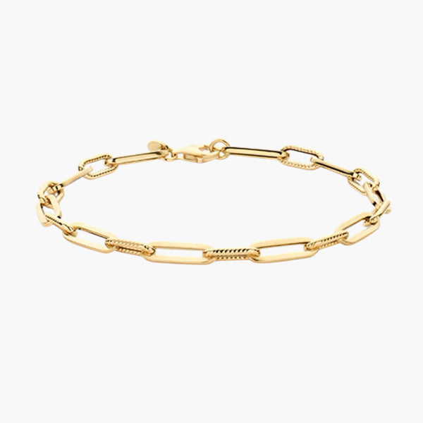 Blush 14ct Gold Textured Interlink Bracelet