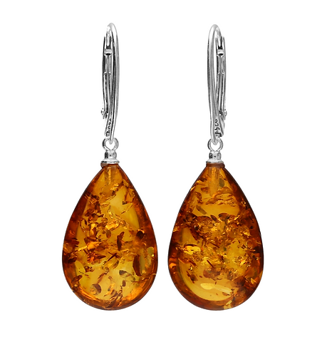 Amber Large Flat Pear Drop Earrings