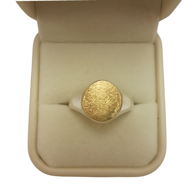 9ct Textured Gold Top Signet Ring