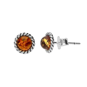 Amber Oxidised Elegant Stud Earrings