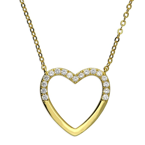 Gold Plated Open Heart CZ Necklace