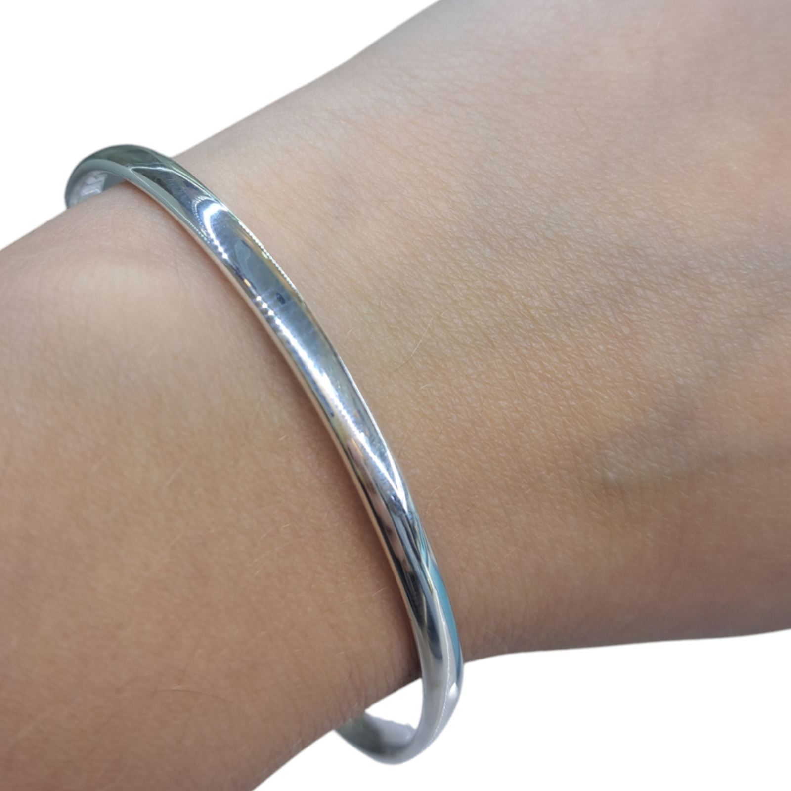 4mm Silver Oval-Wire, Oval Polished Bangle