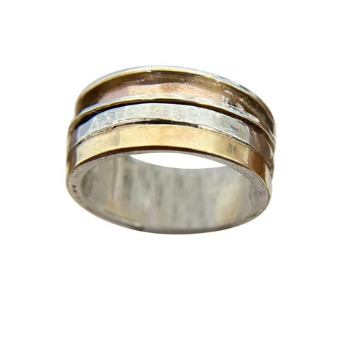 Silver & Mixed Gold Single Spinner Ring