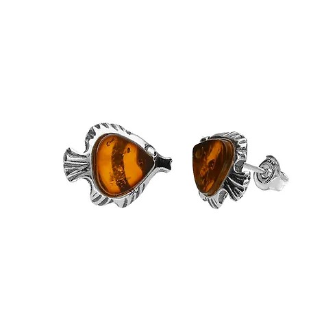 Amber Fish Studs