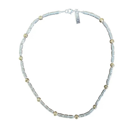 Silver & Gold Rounded Multi Bead Necklace