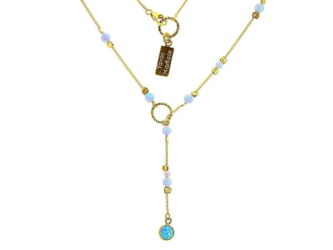 Gold Lariat Opalite Necklace