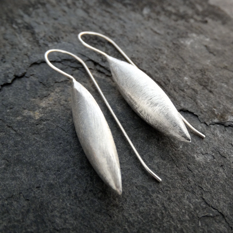 Silver Brushed Spear Drop earrings