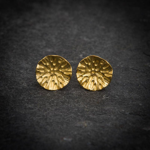 Gold Organic Circle Stud Earrings