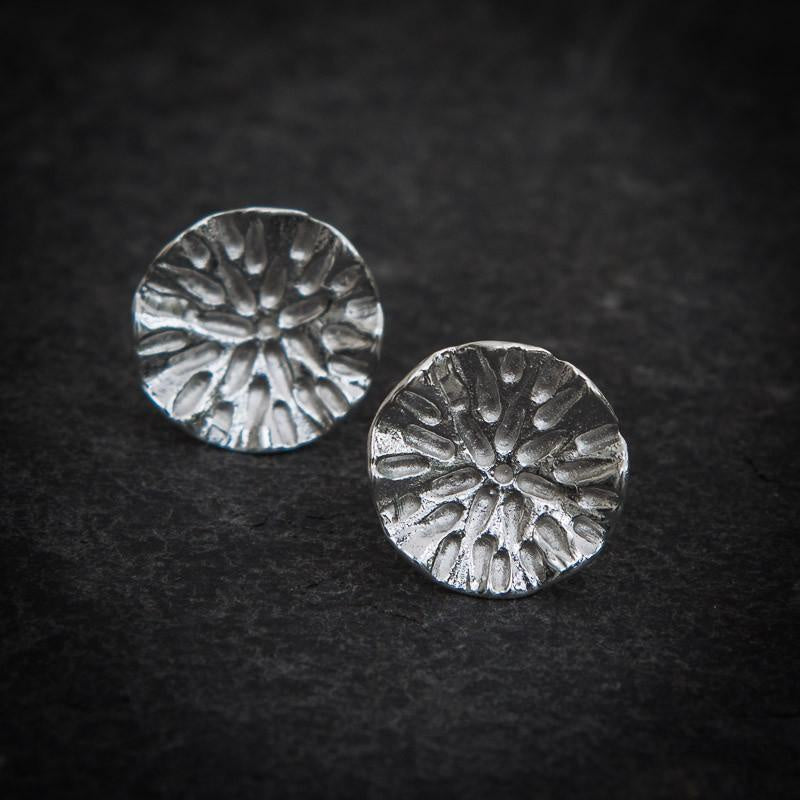 Silver Organic Circle Stud Earrings