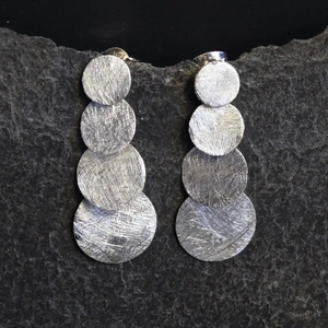 Silver Brushed Circles Earrings