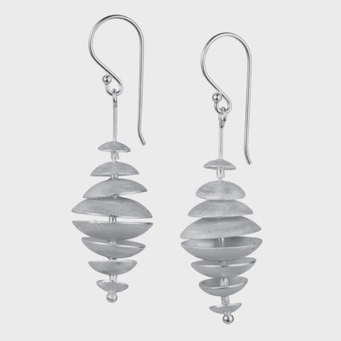 Silver Long Drop Topsy Turvey Earrings