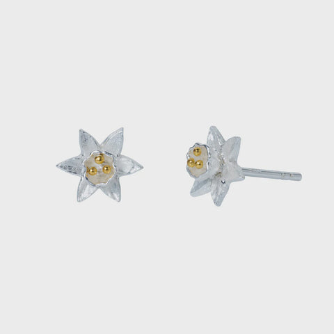 Christin Ranger Gold & Silver Daffodil Stud Earrings