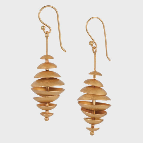 Gold Long Drop Topsy Turvey Earrings