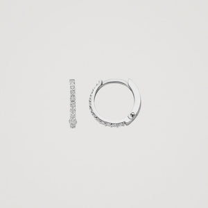 Blush AP 14ct White Gold 1.2mm Zirconia Pavé Huggie Hoop Earrings