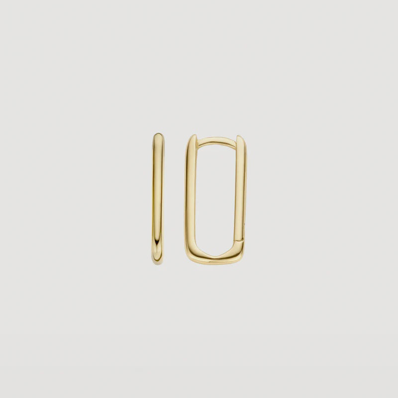 Blush 14ct Gold Rounded Rectangle Hoop Earrings