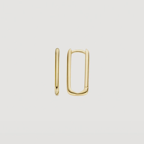 Blush 14ct Gold Rounded Rectangle Hoop Earrings