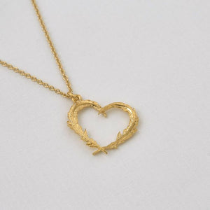 Delicate Gold Feather Heart Necklace