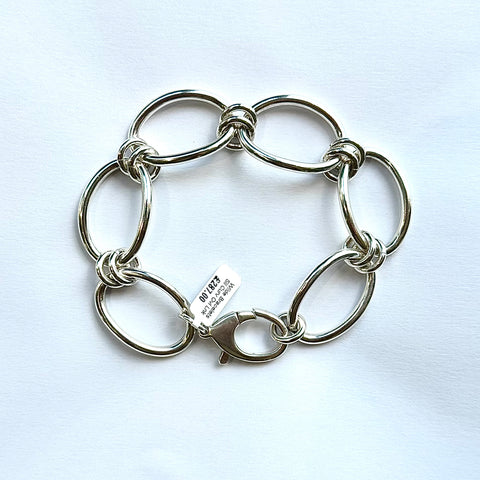 Silver Curved Oval Links Bracelet