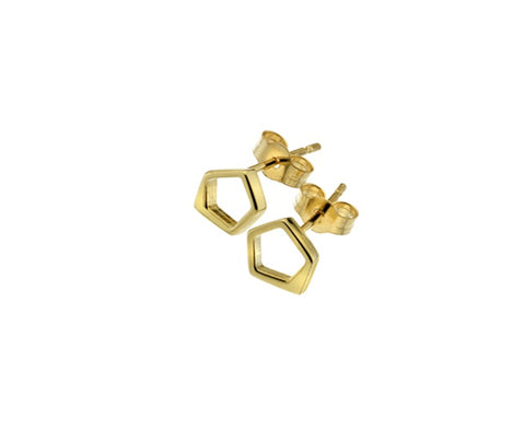 9ct Gold Pentagon Stud Earrings