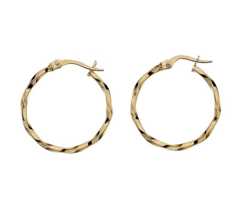 9ct Yellow Gold 20mm Twist Hoops