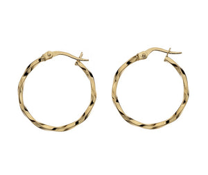 9ct Yellow Gold 20mm Twist Hoops