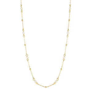 9ct Gold and Freshwater Pearl Trace Chain Station Necklace