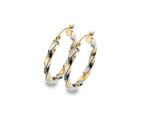 9ct Mixed Gold 20mm Hoop Earrings