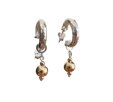 Gold and Silver Sphere Drop Earrings