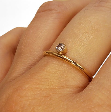 9ct Gold 0.13ct Diamond Off-Set Stacking Ring