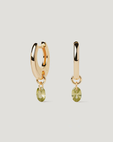 PDPAOLA Green Lily Drop Hoops