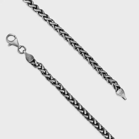 Silver Oxidised 20" Wheat Chain