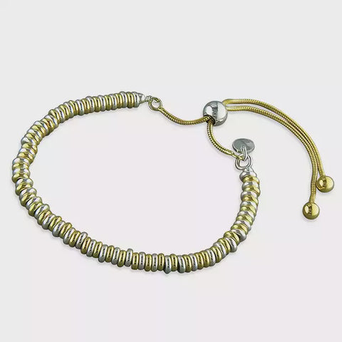 Gold and Silver Ring-Bead Slider Bracelet