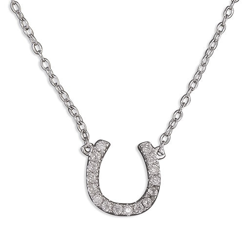 Sterling Silver Zirconia Horseshoe Necklace