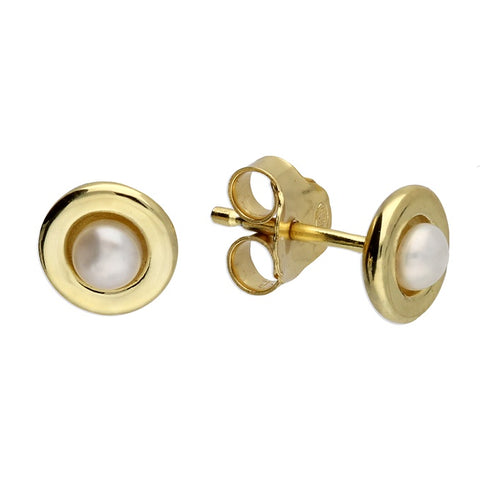 Gold Freshwater Pearl Stud Earrings