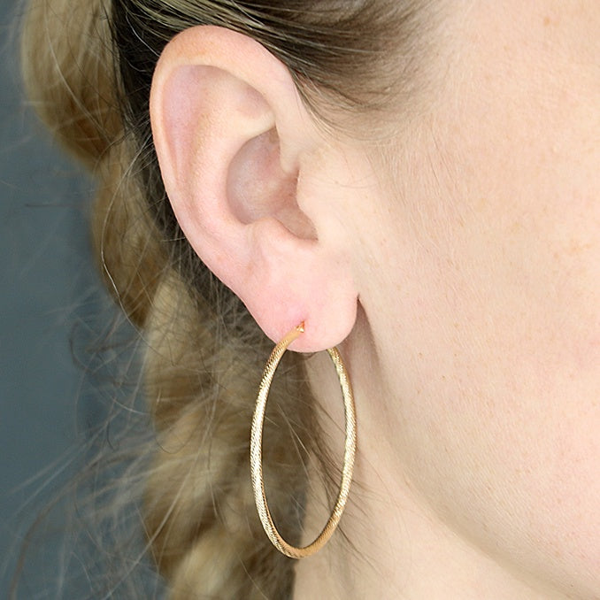 Yellow Gold Twist Hinged Hoop Earrings