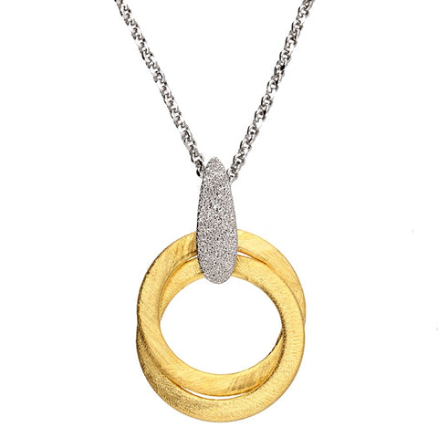 2 Tone Gold Double Loop Pear Drop Necklace