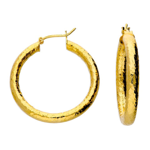 Gold Snakeskin Tube Hoops