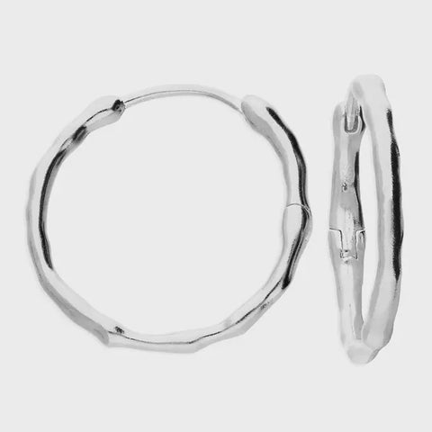 Rhodium Plated Silver Molten 23mm Hoop