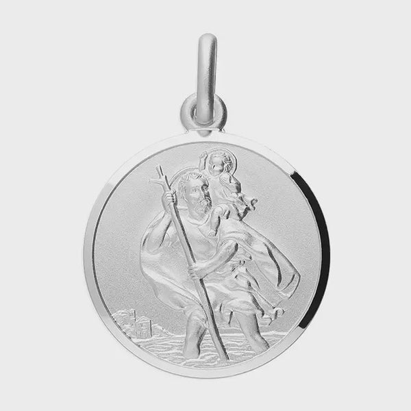 Silver 24mm St Christopher Pendant with Automobile Design